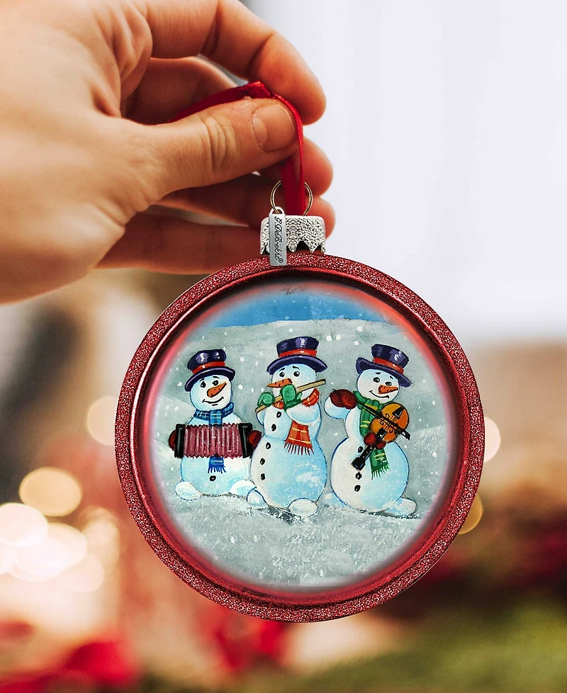 G.DeBrekht Snowmen C Ball Glass Ornament