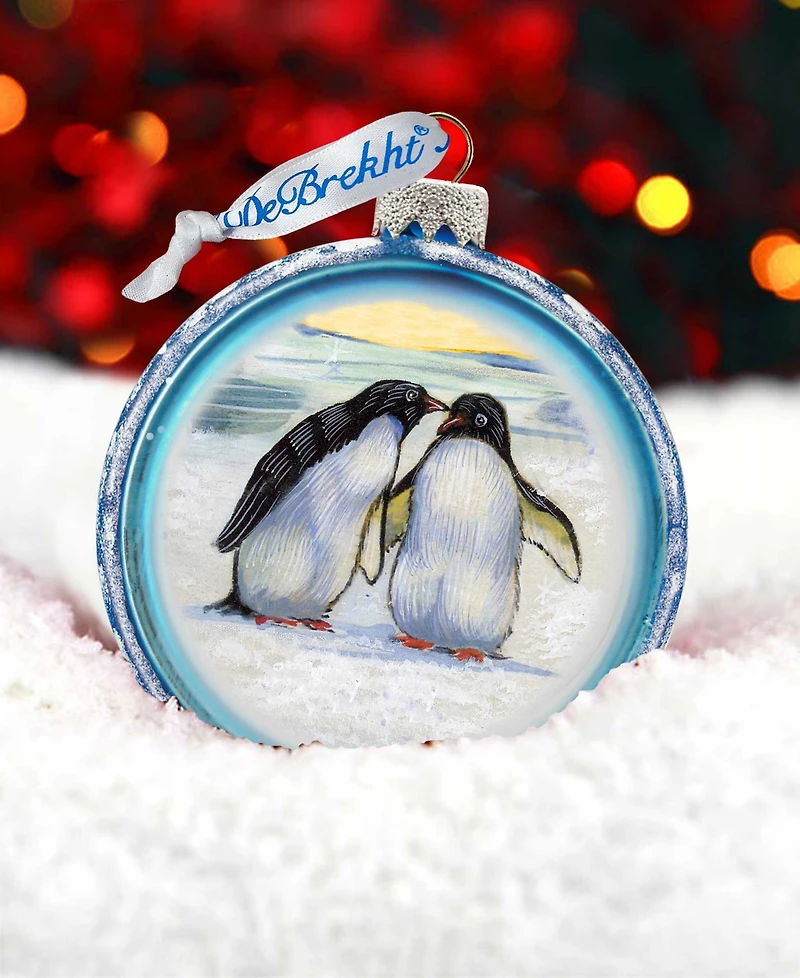 G.DeBrekht Penguins C Ball Glass Ornament