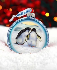 G.DeBrekht Penguins C Ball Glass Ornament