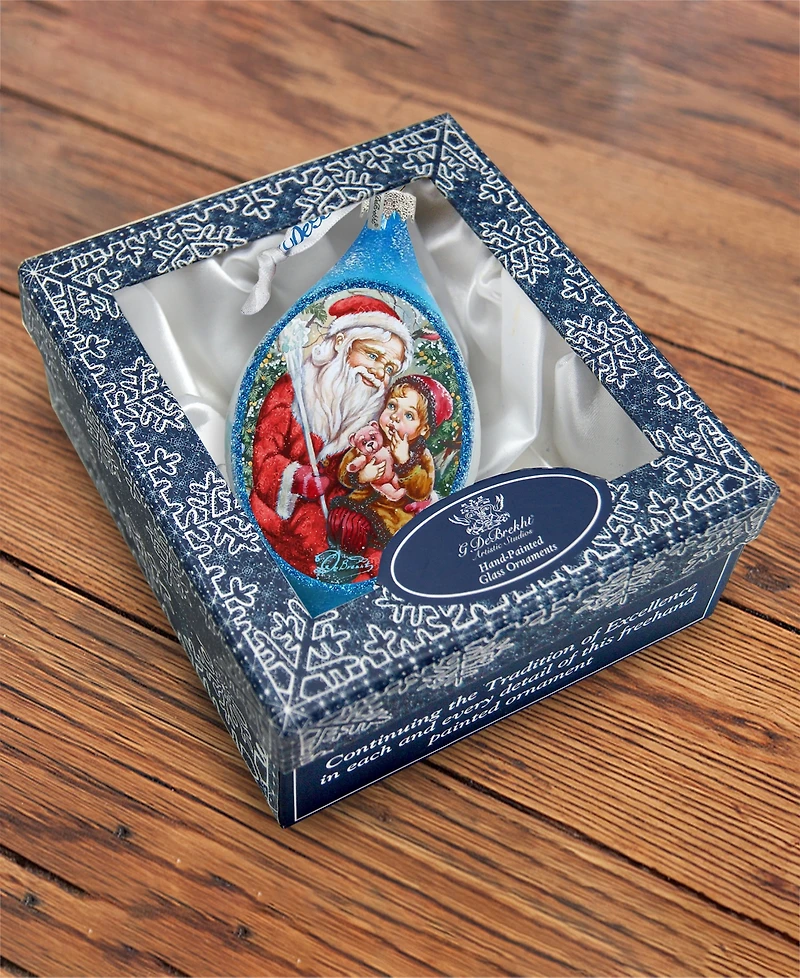 G.DeBrekht Teddy Bear Santa Drop Glass Ornament