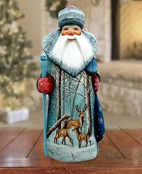 G.DeBrekht Woodcarved Hand Painted Reindeer Santa Figurine