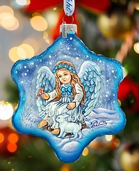 G.DeBrekht Baby Angel with Bunny Holiday Splendor Glass Ornament