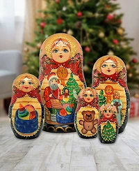 G.DeBrekht Night Before Christmas 5 Piece Russian Matryoshka Nested Doll