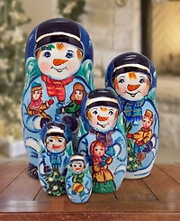 G.DeBrekht Mr. Snowman 5 Piece Russian Matryoshka Nested Doll Set