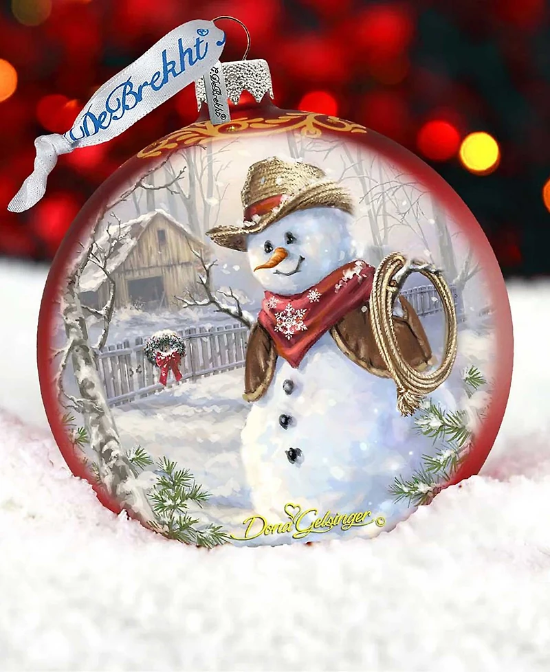 G.DeBrekht Cowboy Snowman Glass Ornament 2 by Dona Gelsinger