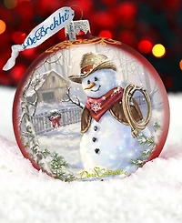 G.DeBrekht Cowboy Snowman Glass Ornament 2 by Dona Gelsinger