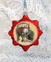 G.DeBrekht Christmas Cuddling Kitties Hand Painted Glass Ornament