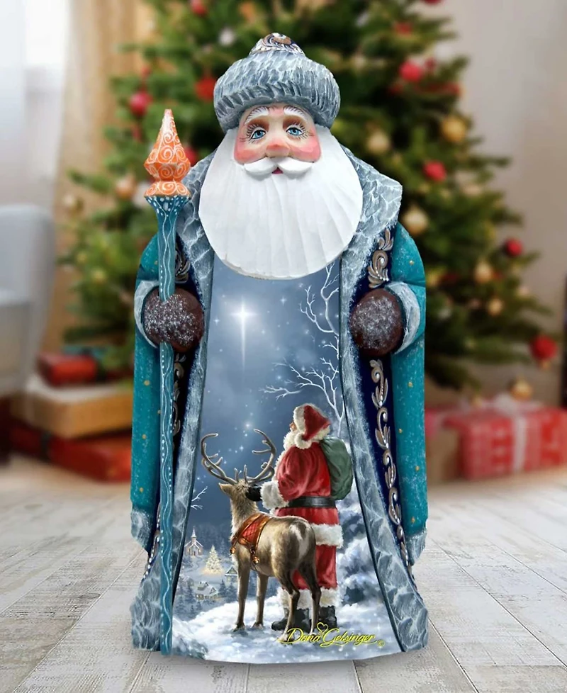 G.DeBrekht Woodcarved Hand Painted Starry Night Santa by Donna Gelsinger Figurine