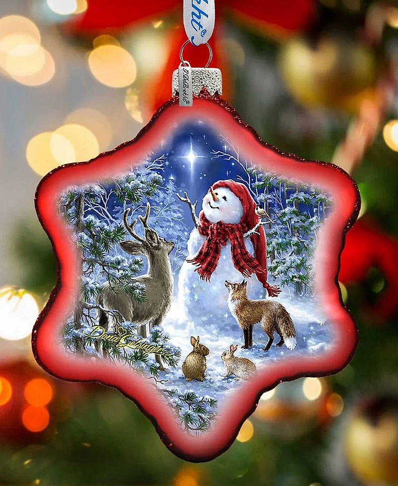 G.DeBrekht Heaven and Nature Snowman Glass Ornament Holiday Splendor