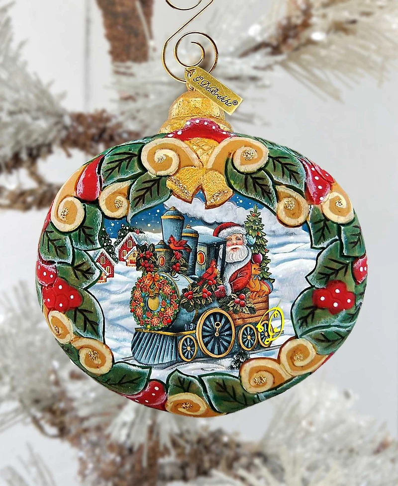 G.DeBrekht Santa Express Wreath Sculpted Hand, Painted Christmas Ornament