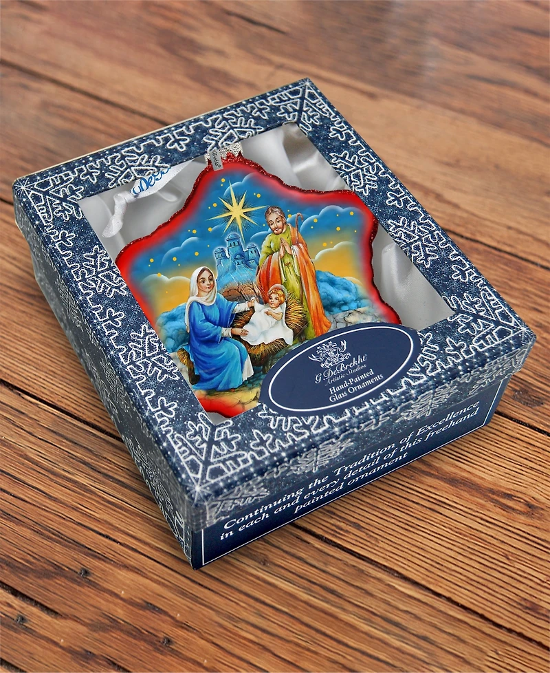 G.DeBrekht Holy Family Snowflake Limited Edition Scenic Hand Painted Glass Ornament