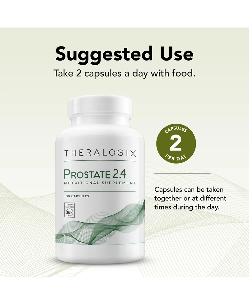 Theralogix Prostate 2.4 Nutritional Supplement - 90-Day Supply - Supports Healthy Prostate Tissue - Lycopene, Vitamin D3 and More - Nsf Certified