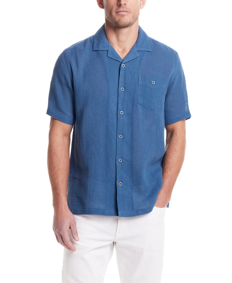Weatherproof Vintage Men's Airtex Regular-Fit Textured Button-Down Camp Shirt