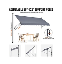 Sugift 138 x 47 in Retractable Patio Awning Sunshade Shelter Manual Crank Adjustable Height