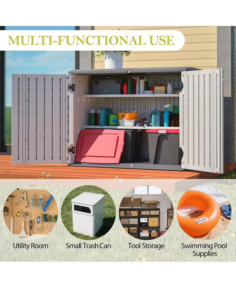 sumyeg 28 Cu. Ft. Lockable Outdoor Storage Cabinet Shed with Removable Shelf