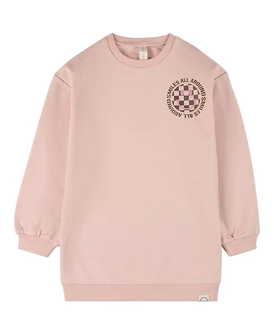 MeMoi Big Girls "Smiles All Around" Cotton-Rich Fleece Sweatshirt Dress - Child