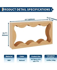 gaomon 63 Inch Farmhouse Scalloped Console Table for Entryway, Narrow Wood Sofa Table Behind Couch with Storage, Rustic Hallway Furniture