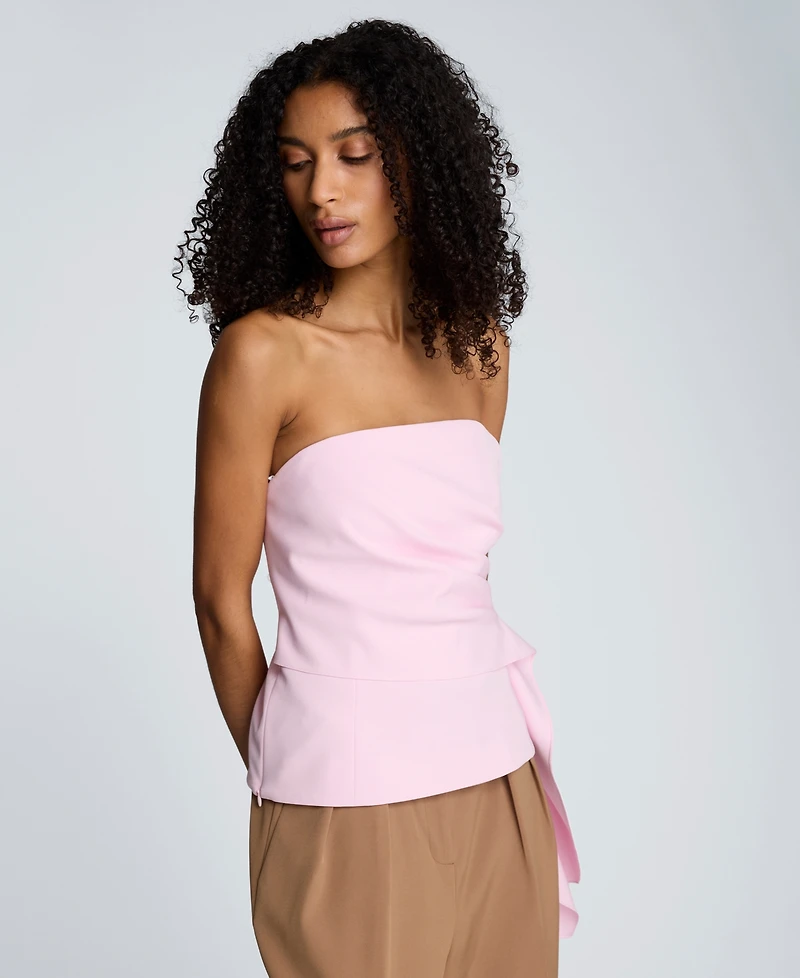 Kenneth Cole Women's Sleeveless Draped Front Bustier Crop Top