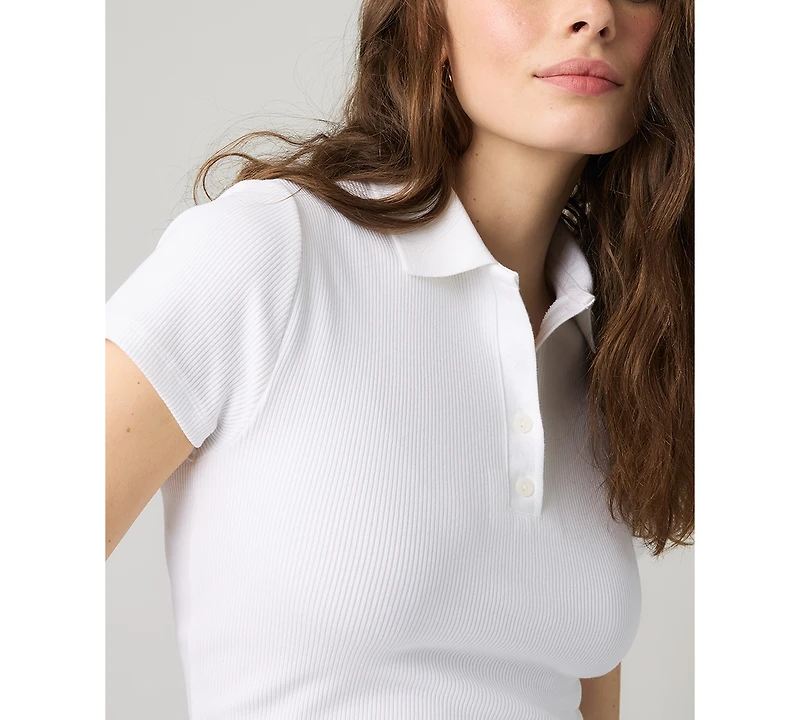 Levi's Women's Short-Sleeve Ribbed Polo Shirt