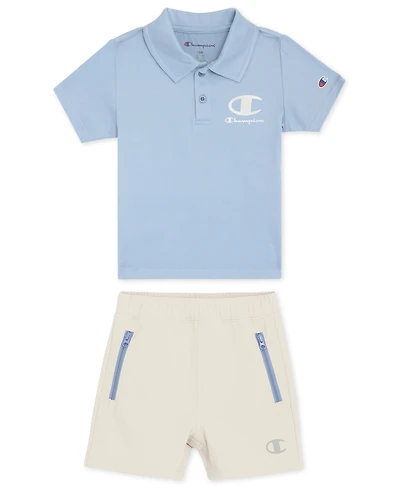 Champion Baby Boys' Active Short-Sleeve Polo Shirt and Shorts, 2-Piece Set