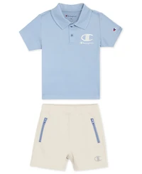 Champion Baby Boys' Active Short-Sleeve Polo Shirt and Shorts, 2-Piece Set