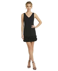 ivy + blu Women's Flower Embellishment V-Neck Dress