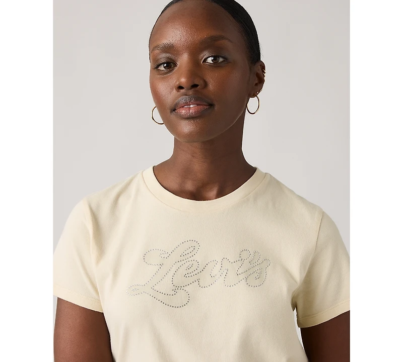 Levi's Women's Rhinestone Perfect Graphic Logo Cotton T-Shirt