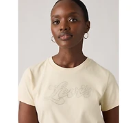 Levi's Women's Rhinestone Perfect Graphic Logo Cotton T-Shirt