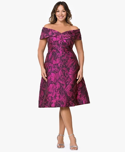Xscape Plus Off-The-Shoulder Midi Dress