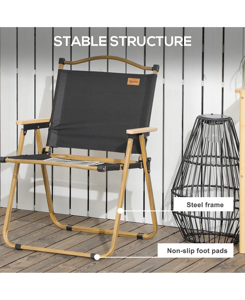 Outsunny Set of 2 Folding Camping Chair, Portable Armchairs