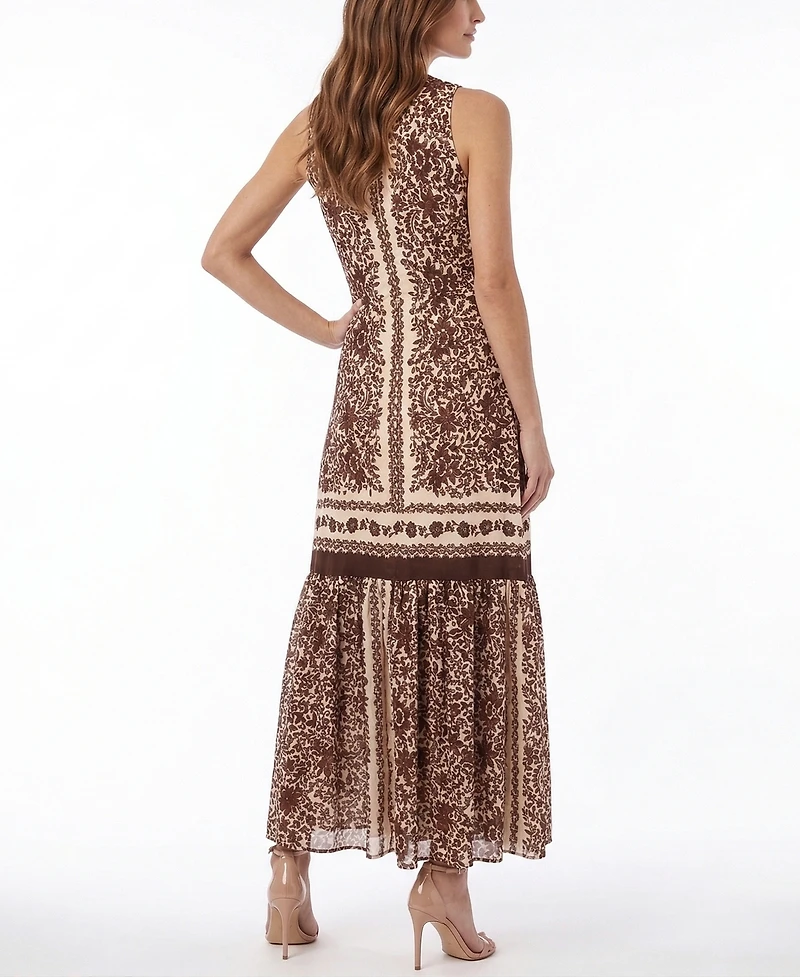 Taylor Women's Floral Print V-Neck Ruffle Hem Dress