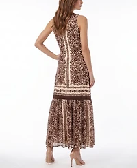 Taylor Women's Floral Print V-Neck Ruffle Hem Dress