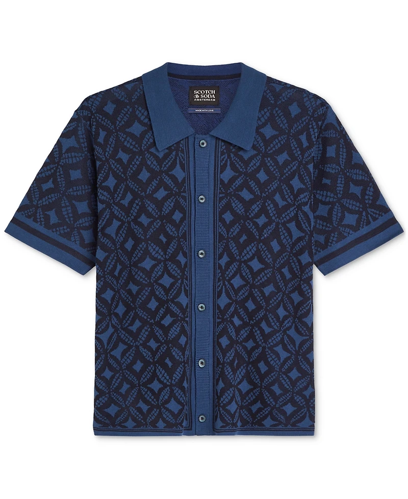 Scotch & Soda Men's Jacquard Knitted Short-Sleeve Shirt