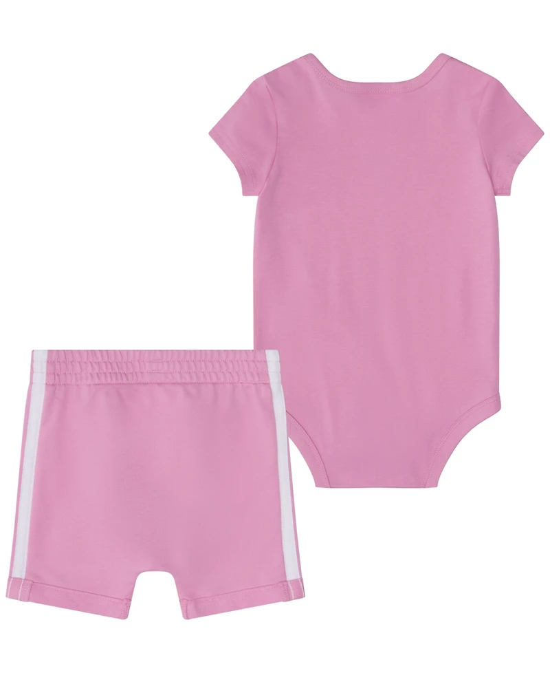 adidas Baby Girls' Short-Sleeve Bodysuit and Shorts, 2-Piece Set