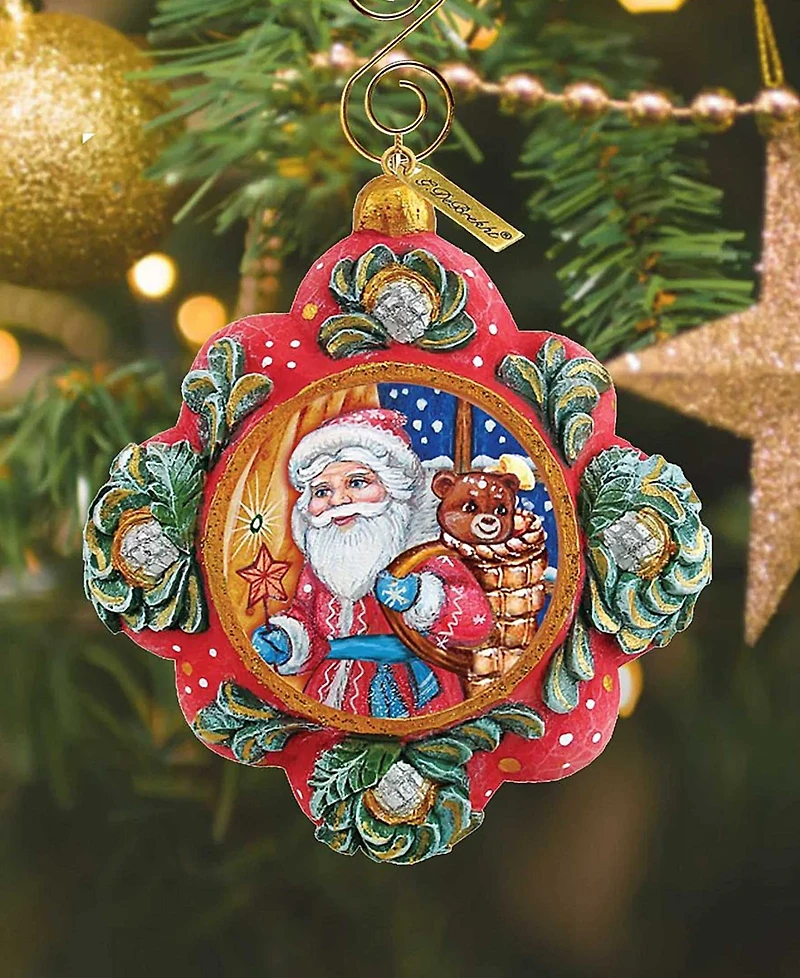 G.DeBrekht Hand Painted Scenic Ornament Gift Giver Santa