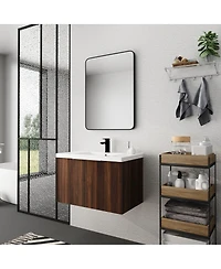 Sillysis Floating Bathroom Vanity with Resin Sink, Modern Plywood Cabinet