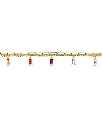 GiGiGirl 14k Gold Plated with Rainbow Multi-Color Cubic Zirconia Adjustable Birthstone Charm Bracelet