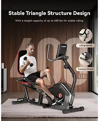 Harison Recumbent Exercise Bike for Home, 400 lbs Capacity, Magnetic with Lcd Monitor (Hrm-B12)