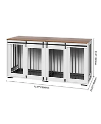 Aostirmotor Wooden Dog Crate Furniture 72 in, Indoor Heavy Duty Dog Kennel with Tray, Large Dog Crate for Xl Breeds, Sturdy and Stylish Design