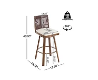 sumyeg Upholstered Swivel Bar Stool with Metal Frame and Padded Seat Set of 2
