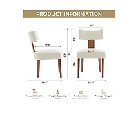 sumyeg Modern Armless Dining Chairs with Linen Fabric Curved Back and Solid Wood Legs Set of 2