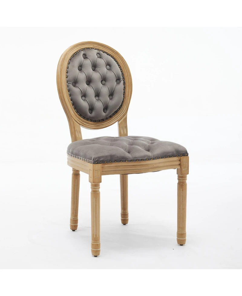 sumyeg French Style Solid Wood Frame Dining Chair with Velvet Upholstery and Nailhead Trim Set of 2