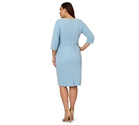 Adrianna Papell Plus Tie-Waist Crewneck Dress