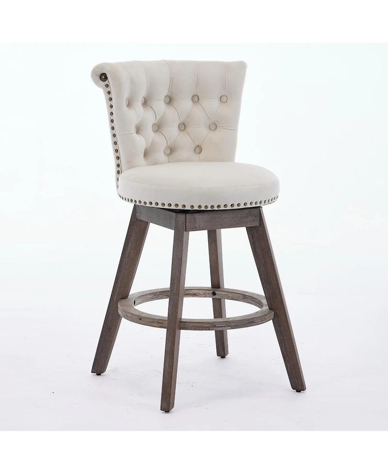 sumyeg 26 Inch Counter Height Swivel Bar Stools with Tufted Back and Upholstered Seat Set of 2