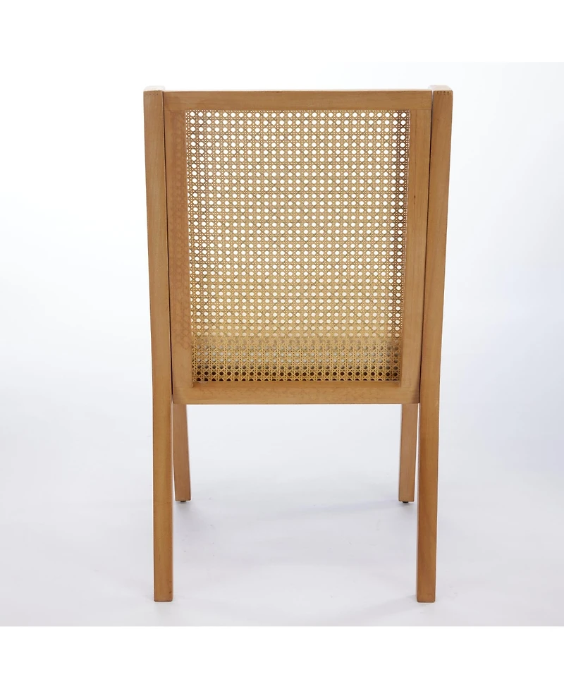 sumyeg Rattan Dining Chair with Solid Wood Frame and Upholstered Seat Single