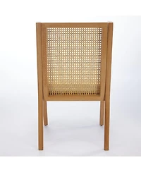 sumyeg Rattan Dining Chair with Solid Wood Frame and Upholstered Seat Single