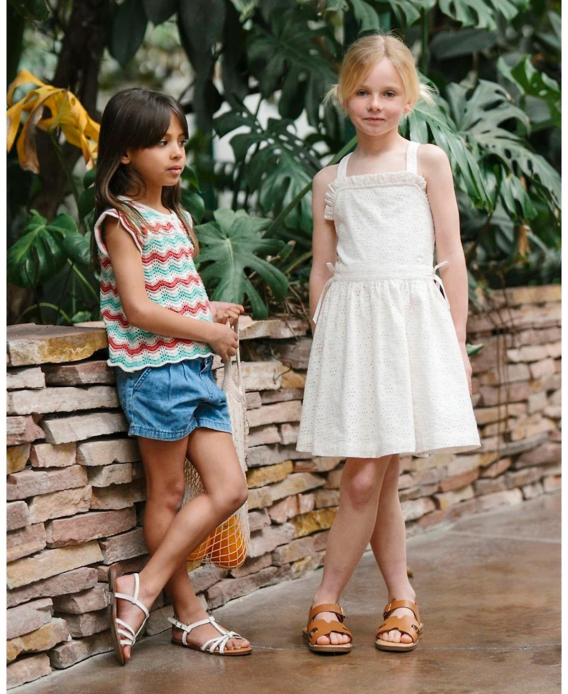 Hope & Henry Toddler Girls and Organic Ruffle Edge Eyelet Apron Dress