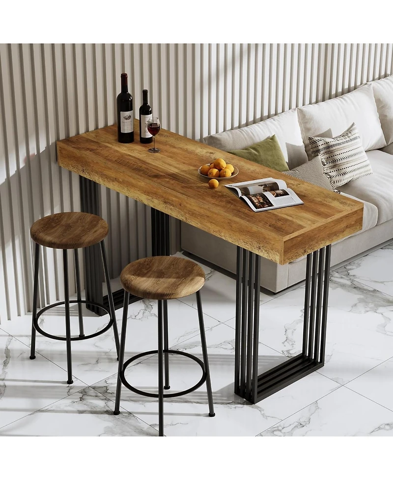 Tribesigns 63" Long Bar Table, 39.37" High Top Pub Table with Metal Frame, Industrial Counter Height Table