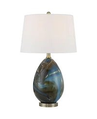 360 Lighting Swirl 22 1/2" High Blue Art Glass Table Lamp with Dimmer