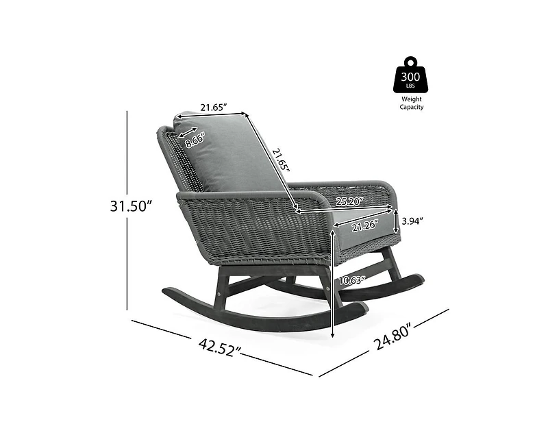 sumyeg Modern Wicker Rocking Chair with Cushions for Indoor and Outdoor (Set of 2)